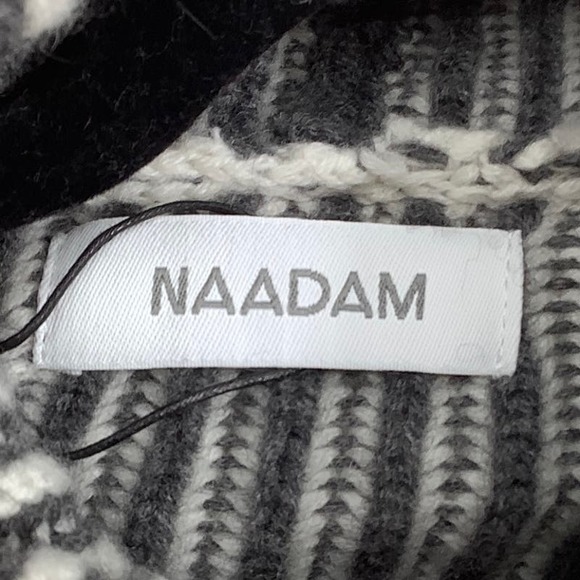 NEW! Naadam One Size $595 Wool Blend Fisherman Color Block Poncho Gray Blue J7-6 - Picture 5 of 13